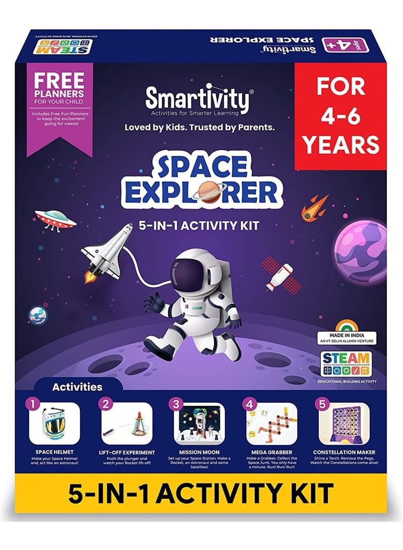 سمارتيفيتي مجموعة أنشطة سمارتيفيتي ميشن مون للأطفال من 4 إلى 6 سنوات، مجموعة أنشطة ترفيهية 5 في 1 للأولاد والبنات، ألعاب تعليمية للأولاد والبنات، للأعمار من 4 إلى 6 سنوات - Image 1